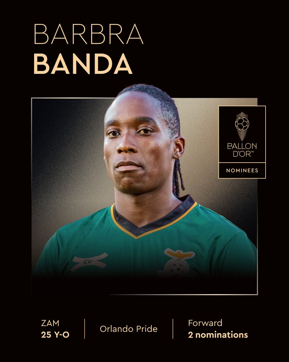 Ballon d'Or (@ballondor) on Twitter photo Nominated for the 2025 Women’s Ballon d’Or ⤵️
<a href="/BarbraBanda11/">Barbra Banda</a>
<a href="/ORLPride/">Orlando Pride</a>
<a href="/FAZFootball/">FAZ</a>
#ballondor Nominated for the 2025 Women’s Ballon d’Or ⤵️
<a href="/BarbraBanda11/">Barbra Banda</a>
<a href="/ORLPride/">Orlando Pride</a>
<a href="/FAZFootball/">FAZ</a>
#ballondor