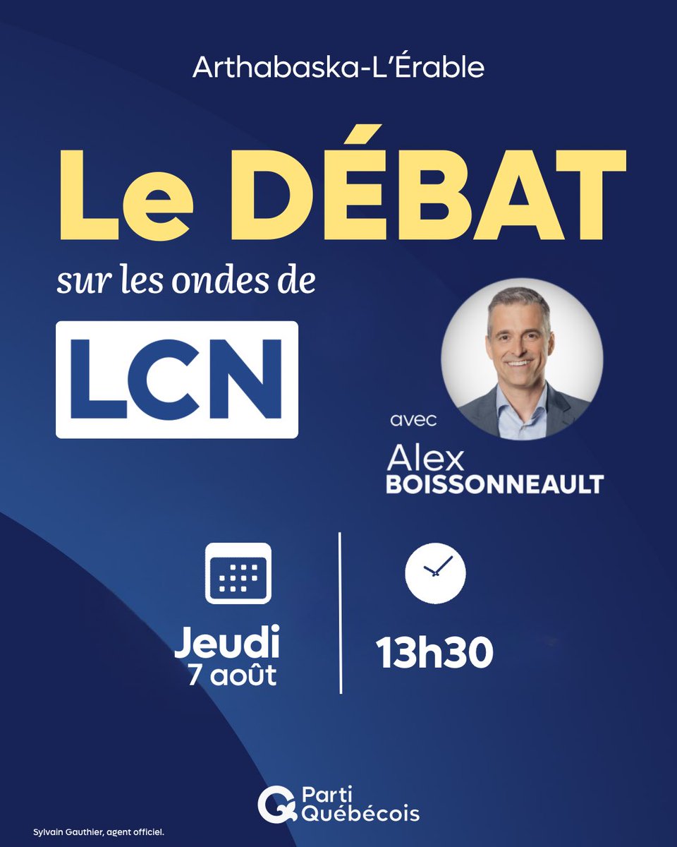 Parti Québécois (@partiquebecois) on Twitter photo Soyez à l’écoute lors de l’émission spéciale pour la partielle d’Arthabaska-L’Érable aujourd’hui, dès 13h30, sur les ondes de LCN.
<a href="/boissoal/">Alex Boissonneault</a> a fait une campagne forte en propositions concrètes pour sa région, il a hâte de revenir sur celles-ci à l’occasion de ce débat. Soyez à l’écoute lors de l’émission spéciale pour la partielle d’Arthabaska-L’Érable aujourd’hui, dès 13h30, sur les ondes de LCN.
<a href="/boissoal/">Alex Boissonneault</a> a fait une campagne forte en propositions concrètes pour sa région, il a hâte de revenir sur celles-ci à l’occasion de ce débat.