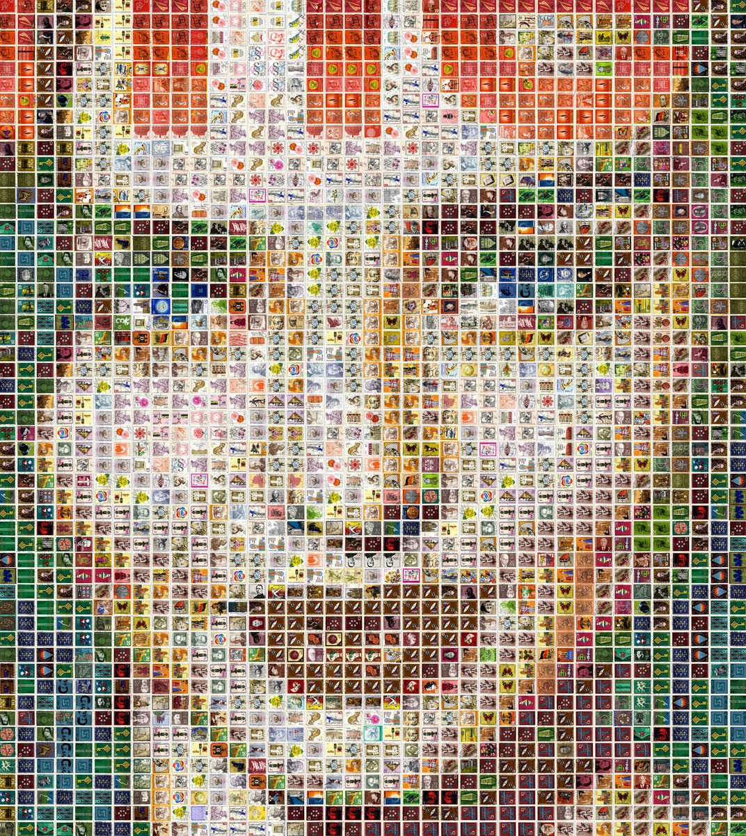 Fine Art Mosaic made of vintage postage stamps.      

Miranda Kerr, 2014 (Sold) <a href="/MirandaKerr/">Miranda Kerr</a> 
2067 vintage postage stamps on panel   
Unique   
66.4x58.9in/168,8x149,8cm      

#FineArt #ContemporaryArt #MirandaKerr