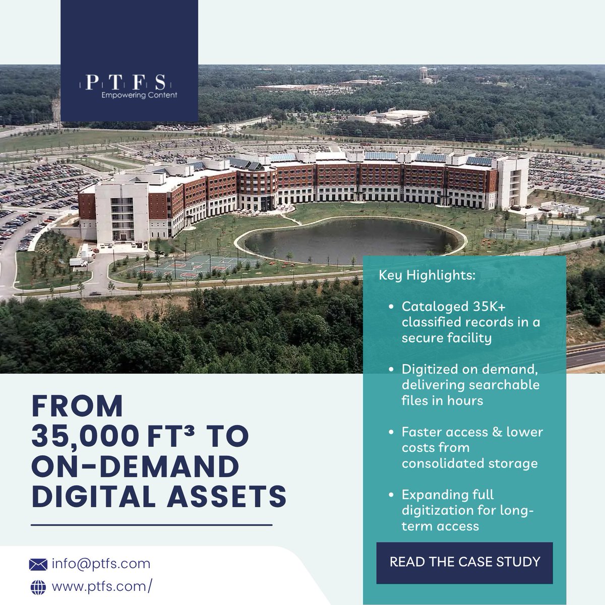 PTFSinc's tweet image. At DTIC’s request, we digitized and delivered classified content in hours—cutting retrieval time, reducing storage costs, and boosting access.
👉 Learn more: ptfs.com/2024/05/20/def…
#DocumentDigitization #PTFSSolutions #KnowvationDX