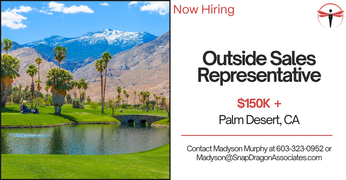 Now hiring: Outside Sales Rep 

• $150K+ potential, uncapped
• No overnights  local  territory
• 60+ yrs of stability, zero layoffs
• Growing building materials distributor

Link to learn more: ow.ly/shhN50WBh0v

#sales #buildingmaterials #californiajobs #nowhiring
