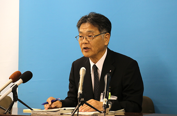 いわき市水道局汚職事件の記者会見風景