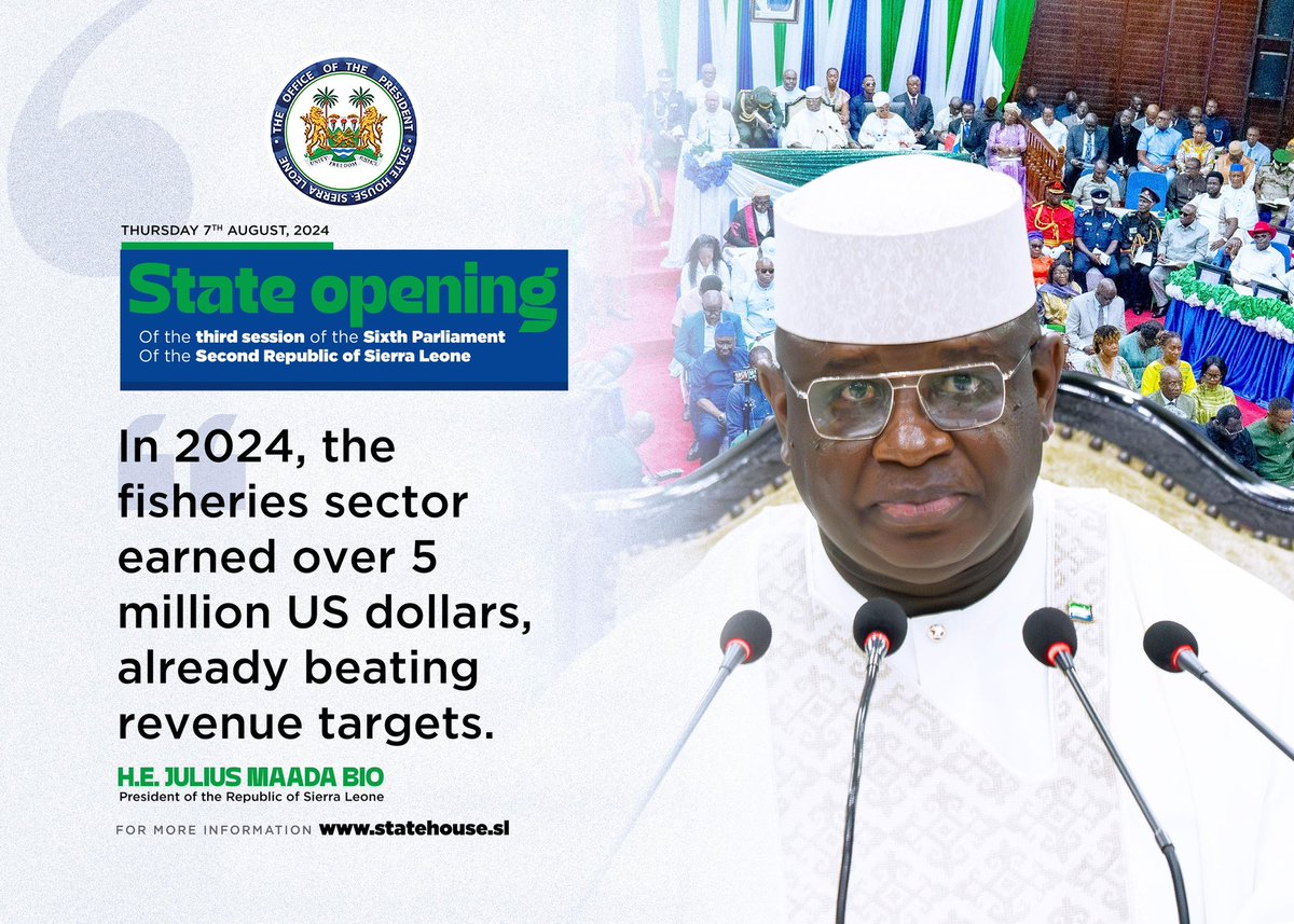 Presidency | Sierra Leone 🇸🇱 (@presidency_sl) on Twitter photo Here are the highlights from His Excellency <a href="/julius_maadabio/">Julius Maada Bio</a>’s address at today’s remarkable State Opening of Parliament! Here are the highlights from His Excellency <a href="/julius_maadabio/">Julius Maada Bio</a>’s address at today’s remarkable State Opening of Parliament!