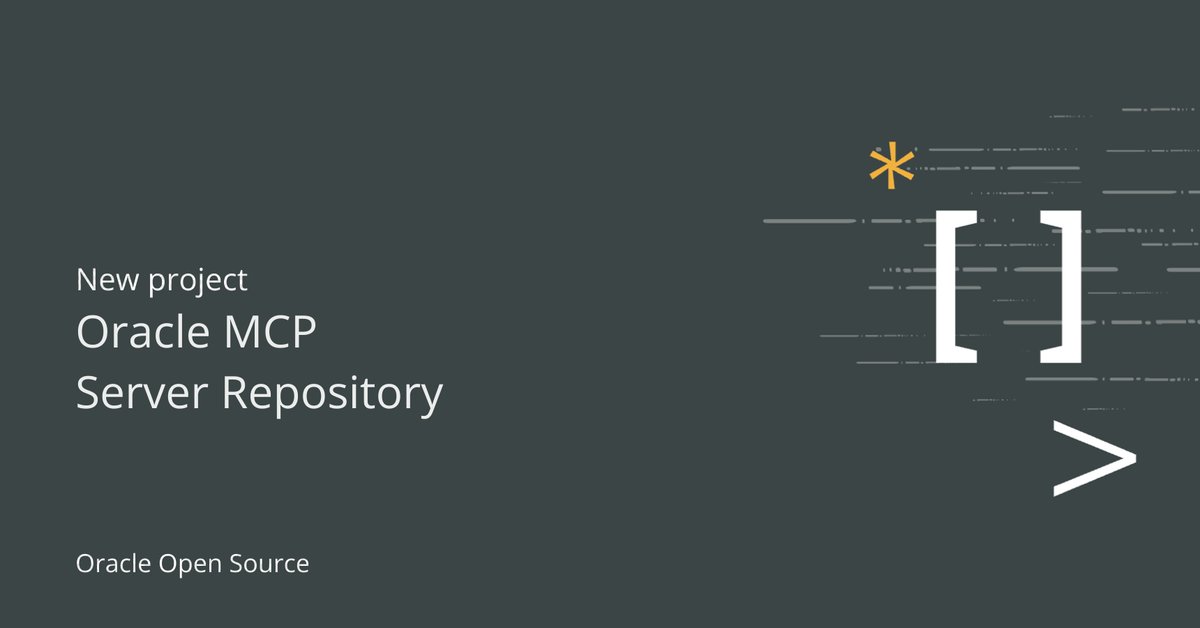 OracleOSS's tweet image. 🚀 New OSS project released: Oracle MCP!
It contains reference implementations of MCP (Model Context Protocol) servers for managing and interacting with Oracle's technologies.
Get started: github.com/oracle/mcp
#MCP #Oracle #OracleOSS
