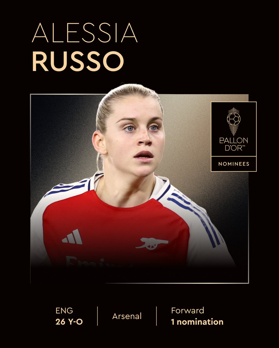 Ballon d'Or (@ballondor) on Twitter photo Nominated for the 2025 Women’s Ballon d’Or ⤵️
<a href="/alessiarusso7/">Alessia Russo</a>
<a href="/ArsenalWFC/">Arsenal Women</a>
<a href="/Lionesses/">Lionesses</a>
#ballondor Nominated for the 2025 Women’s Ballon d’Or ⤵️
<a href="/alessiarusso7/">Alessia Russo</a>
<a href="/ArsenalWFC/">Arsenal Women</a>
<a href="/Lionesses/">Lionesses</a>
#ballondor