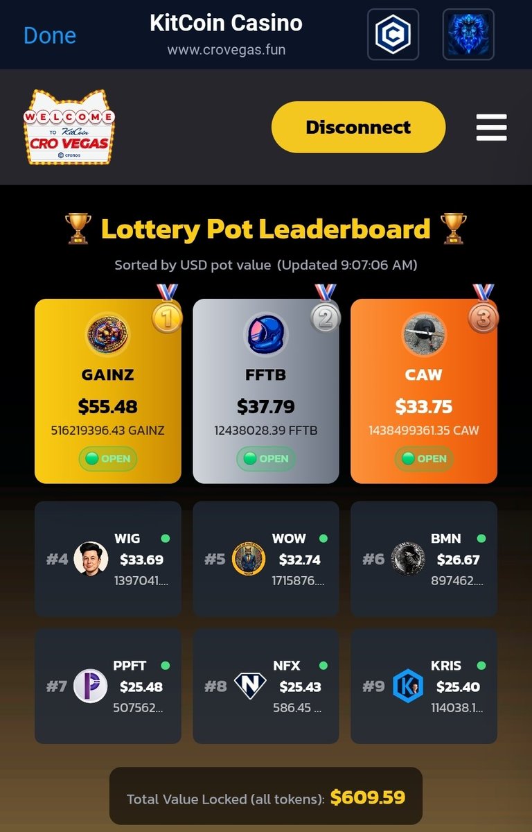James | inukcryptowolf.cro (@james29901327) on Twitter photo GM 212 fam 💪🏾
New Lottery week at <a href="/CroVegasFun/">CroVegas.Fun</a> !
Current standings and TVL across all lotteries
Swing by!
Flip a coin or grab some lotto tickets! Dont have any of the 30+ listed coins?
No problem! Visot the cashier and swap our WL tokens and more with our aggregator 🫶
👇 GM 212 fam 💪🏾
New Lottery week at <a href="/CroVegasFun/">CroVegas.Fun</a> !
Current standings and TVL across all lotteries
Swing by!
Flip a coin or grab some lotto tickets! Dont have any of the 30+ listed coins?
No problem! Visot the cashier and swap our WL tokens and more with our aggregator 🫶
👇