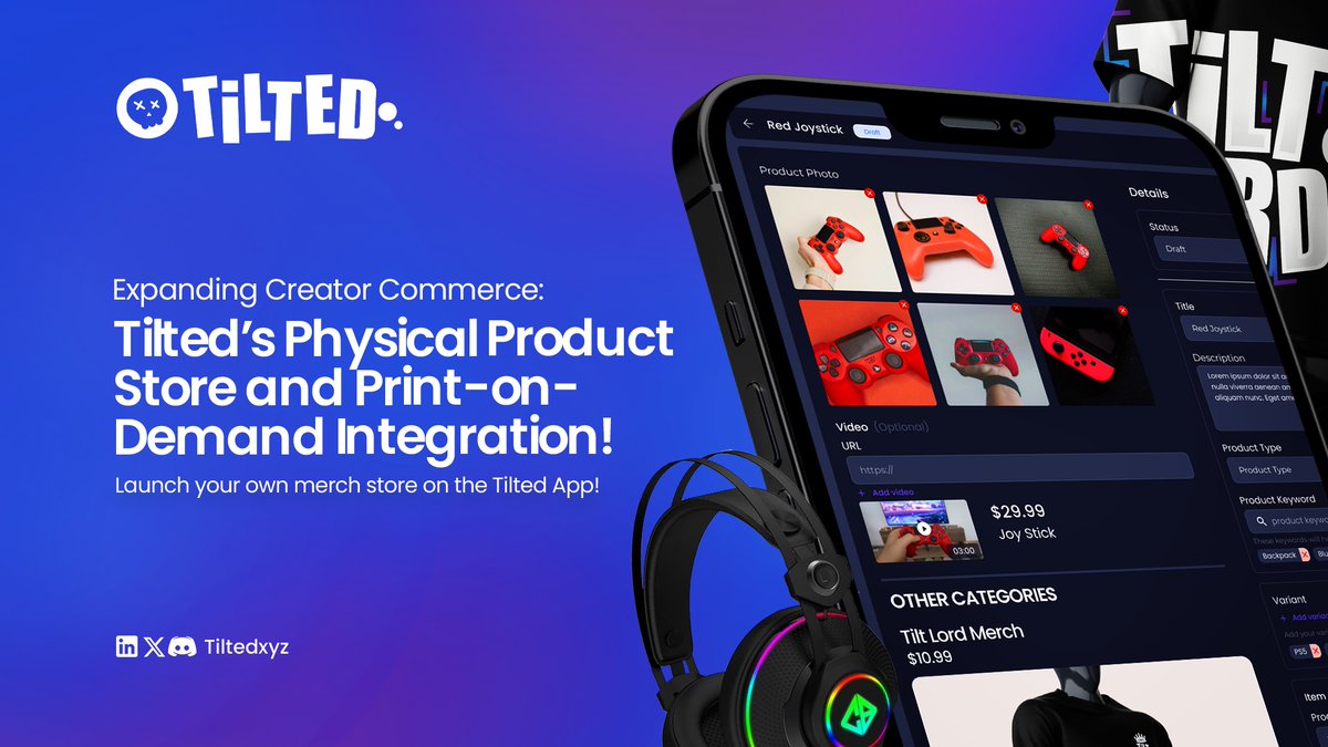 👕 From Streamer to Storefront—Tilted’s Going Physical

Starting this September, @TiltedXYZ creators can sell real-world merch directly in the app.

With print-on-demand and seamless Shopify integration, launching your own product line—from hoodies to collectibles—is as easy as