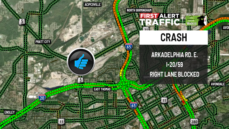 Destiny McKeiver (@destinym_tv) on Twitter photo First Alert:
The crash on Arkadelphia Rd. E. at I-20/59 has cleared. <a href="/WBRCtraffic/">WBRC 6 Traffic</a> <a href="/WBRCnews/">WBRC 6 News</a> #wbrctraffic First Alert:
The crash on Arkadelphia Rd. E. at I-20/59 has cleared. <a href="/WBRCtraffic/">WBRC 6 Traffic</a> <a href="/WBRCnews/">WBRC 6 News</a> #wbrctraffic