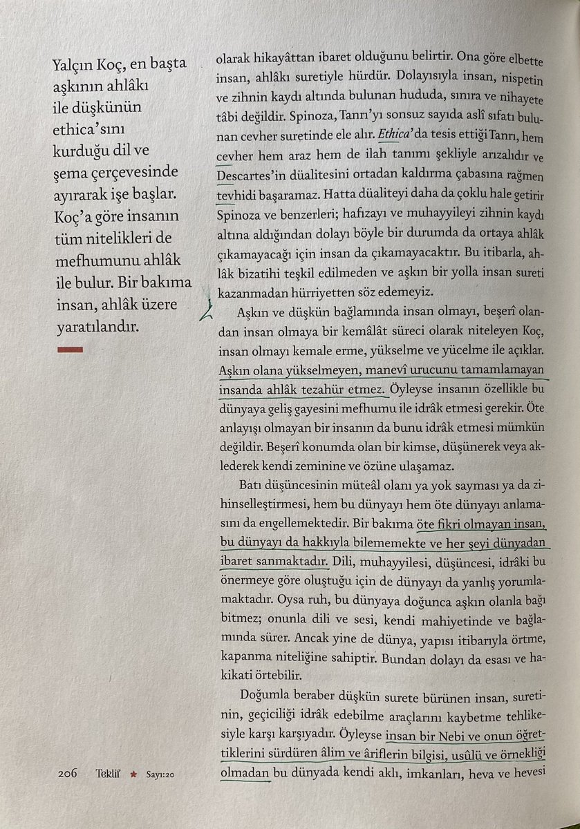 📚<a href="/dursun_cicek_dc/">Dursun Çiçek</a>, <a href="/teklifdergisi/">Teklif Dergisi</a>’nin “Ahlâk” konulu 20. sayısındaki yazısında, Türkiye’nin özgün fikir adamlarından Yalçın Koç’un “Ethica ve Nazariyat” ile “Ahlak ve Nazariyat” adlı eserlerinden hareketle, onun ahlâk ve etik anlayışını açık ve anlaşılır bir dille ortaya koymuş.