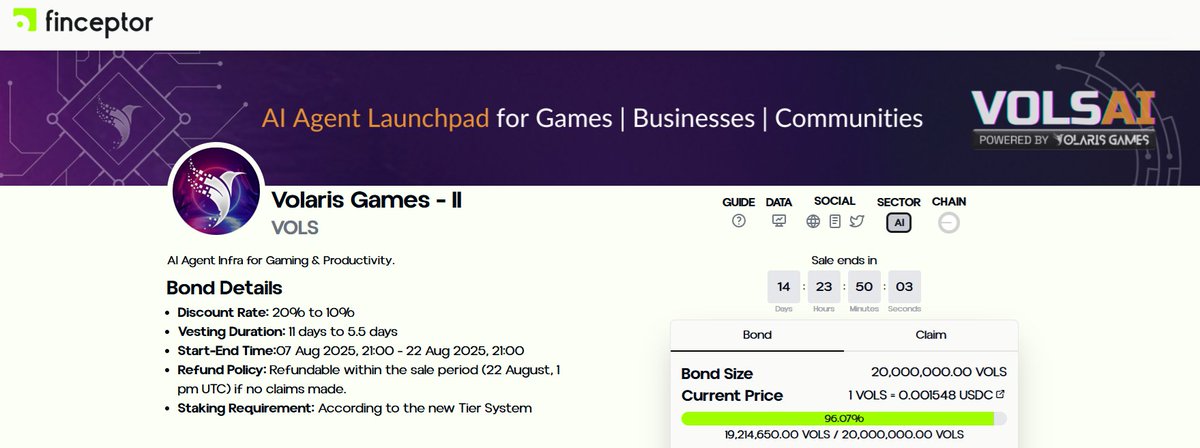 Volaris Games (@volarisgames) on Twitter photo $VOLS Bond Sale Round 2 is live on <a href="/FinceptorApp/">Finceptor</a>!
Markets green? Youâre welcomeâweâre taking full credit. đ
Once again, if youâre new here: welcome. Volaris is building the architecture for the AI agent future.
đ Up to 20% discount
finceptor.app/deals/bond/volâŠ
And uh... it's $VOLS Bond Sale Round 2 is live on <a href="/FinceptorApp/">Finceptor</a>!
Markets green? Youâre welcomeâweâre taking full credit. đ
Once again, if youâre new here: welcome. Volaris is building the architecture for the AI agent future.
đ Up to 20% discount
finceptor.app/deals/bond/volâŠ
And uh... it's