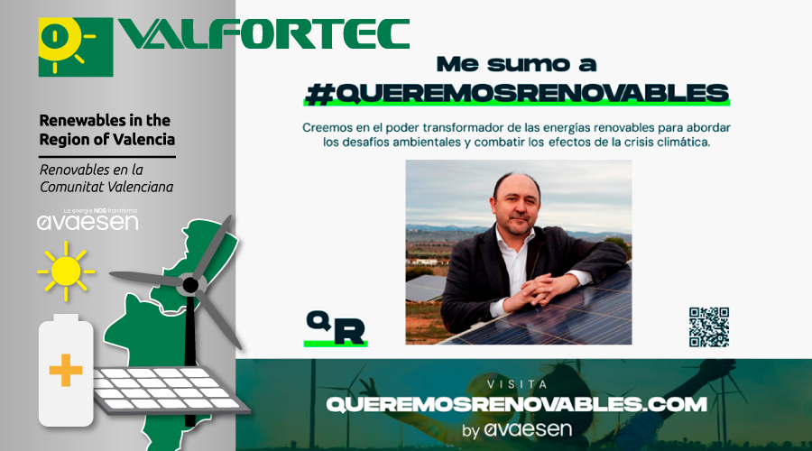En #Valfortec 👍 nos unimos al movimiento #QueremosRenovables <a href="/AVAESEN/">AVAESEN</a>. ✅ Queremos que la #transiciónenergética tome impulso en la #ComunitatValenciana. 📊 El despliegue de #renovables es básico para garantizar un futuro #sostenible.