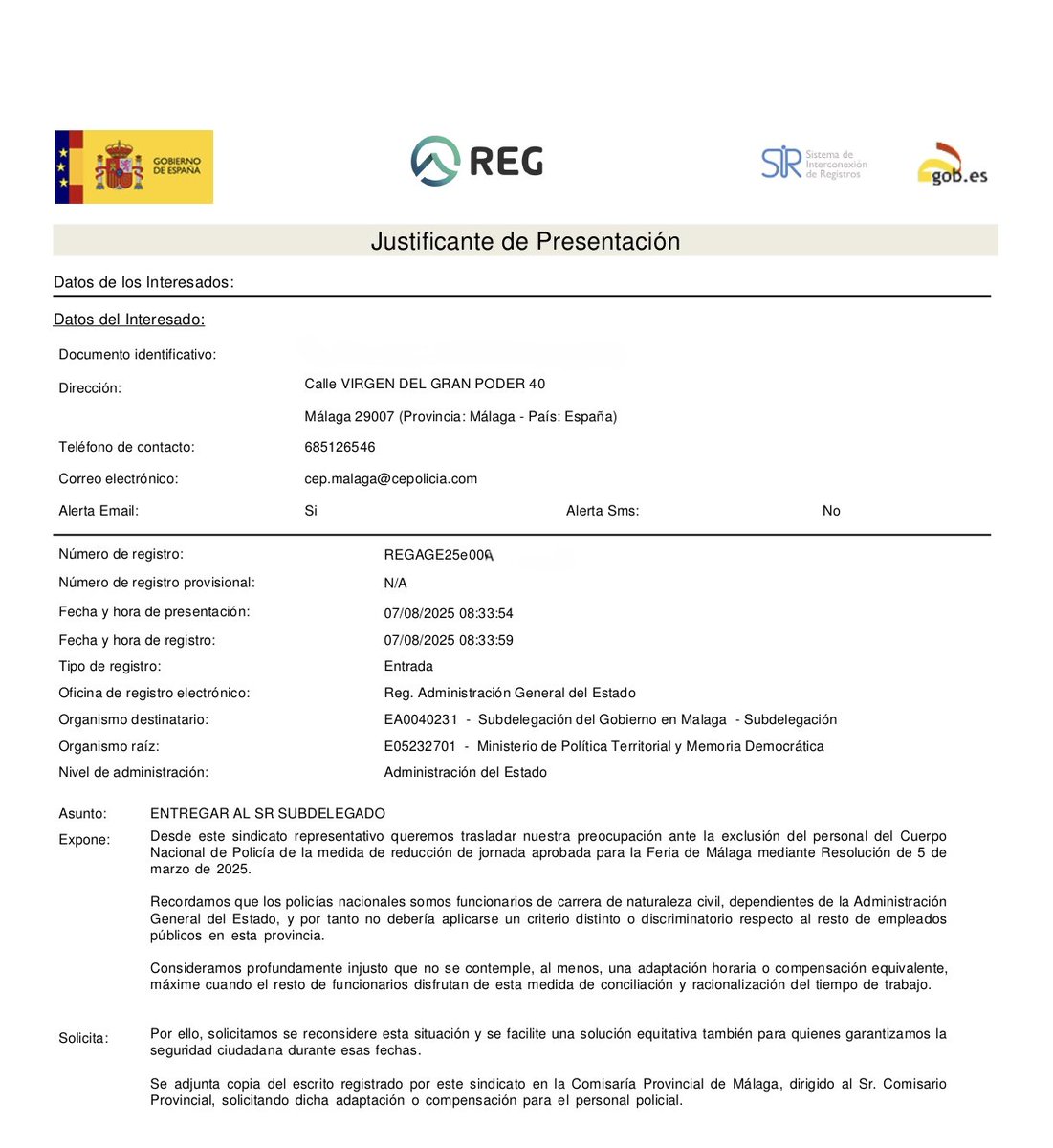 CEP Policia Malaga (@cepoliciamalaga) on Twitter photo La <a href="/cep_cepolicia/">CEP</a> #Málaga traslada al Sr. <a href="/FJavier_Salas/">Javier Salas</a>, su rechazo a la exclusión de <a href="/policia/">Policía Nacional</a> en la reducción de jornada por la #feria. Según Resolución, no se excluye tácitamente, por ello solicitamos su aplicación. Ayer se informó al J. Provincial.
<a href="/interiorgob/">Ministerio del Interior</a> <a href="/malaga/">Ciudad de Málaga</a> ⚖️ La <a href="/cep_cepolicia/">CEP</a> #Málaga traslada al Sr. <a href="/FJavier_Salas/">Javier Salas</a>, su rechazo a la exclusión de <a href="/policia/">Policía Nacional</a> en la reducción de jornada por la #feria. Según Resolución, no se excluye tácitamente, por ello solicitamos su aplicación. Ayer se informó al J. Provincial.
<a href="/interiorgob/">Ministerio del Interior</a> <a href="/malaga/">Ciudad de Málaga</a> ⚖️