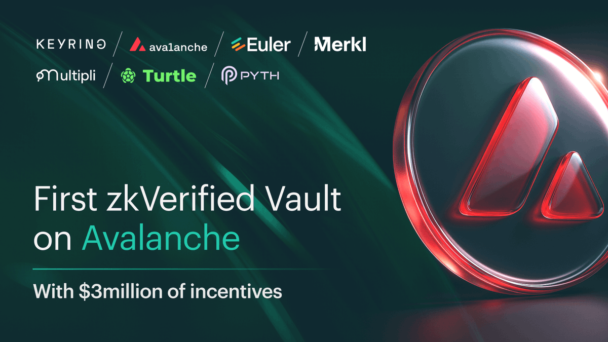 Keyring Network (@keyringnetwork) on Twitter photo Our zkVerified vault with <a href="/eulerfinance/">Euler Labs</a> has launched on <a href="/avax/">Avalanche🔺</a> with 6,500+ TPS with near-instant finality.
With over $3million in incentives from various projects incentivizing the vault.
Keyring is building the universal access layer for DeFi, enabling anonymous verification Our zkVerified vault with <a href="/eulerfinance/">Euler Labs</a> has launched on <a href="/avax/">Avalanche🔺</a> with 6,500+ TPS with near-instant finality.
With over $3million in incentives from various projects incentivizing the vault.
Keyring is building the universal access layer for DeFi, enabling anonymous verification