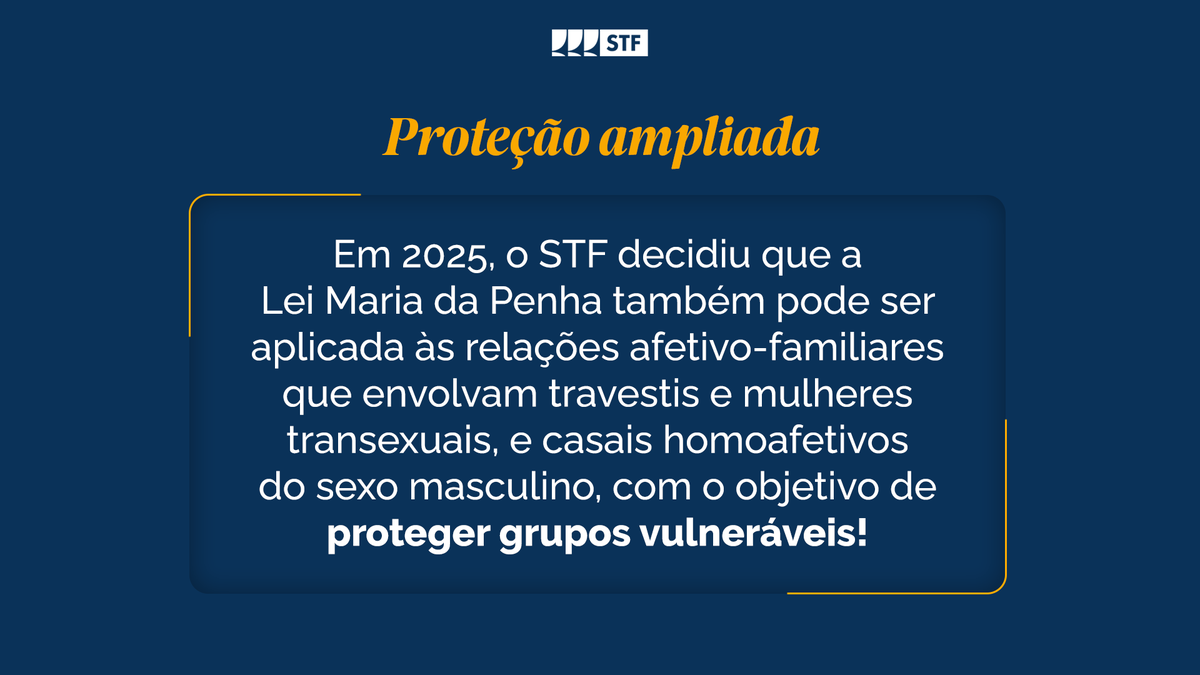 STF_oficial's tweet image. Por meio da aplicação da Lei #MariadaPenha, a justiça contribui para salvar vidas, garantir direitos e apoiar políticas públicas de suporte às vítimas. Violência doméstica é crime! #Disque180 para denunciar ❌

#PraTodosVerem: contém descrição de imagem