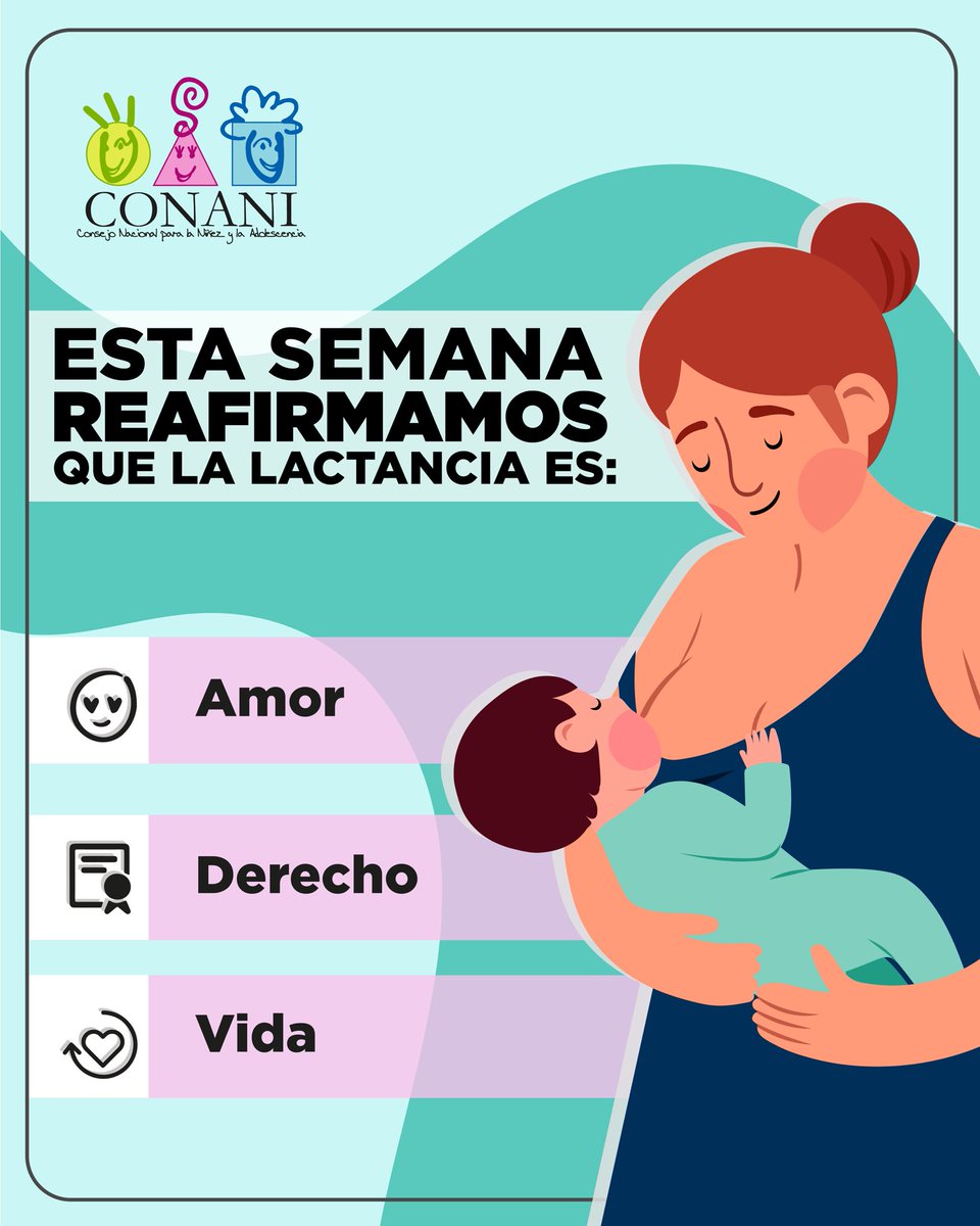 Proteger la lactancia es proteger el inicio de una vida sana.

Desde el #CONANI, trabajamos por entornos donde la lactancia sea respetada, apoyada y valorada.

 #LactanciaEsVida #CONANIRD #SemanaDeLaLactancia #Niñez #Adolescencia