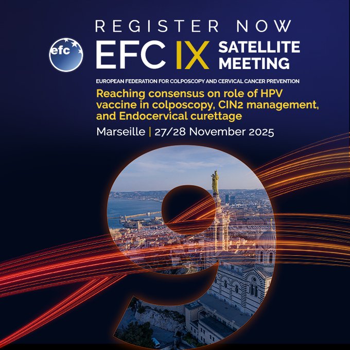 🚨 Take advantage of the Early Registration Discount for the 9th EFC Satellite Meeting!
Register by 14 Sept 2025 to secure your spot at a reduced fee.
Join the colposcopy community in Marseille, 27-28 Nov — together, we fight #CervicalCancer!
👉 efcolposcopy.eu/9th-efc-satell…
#HPV #EFC