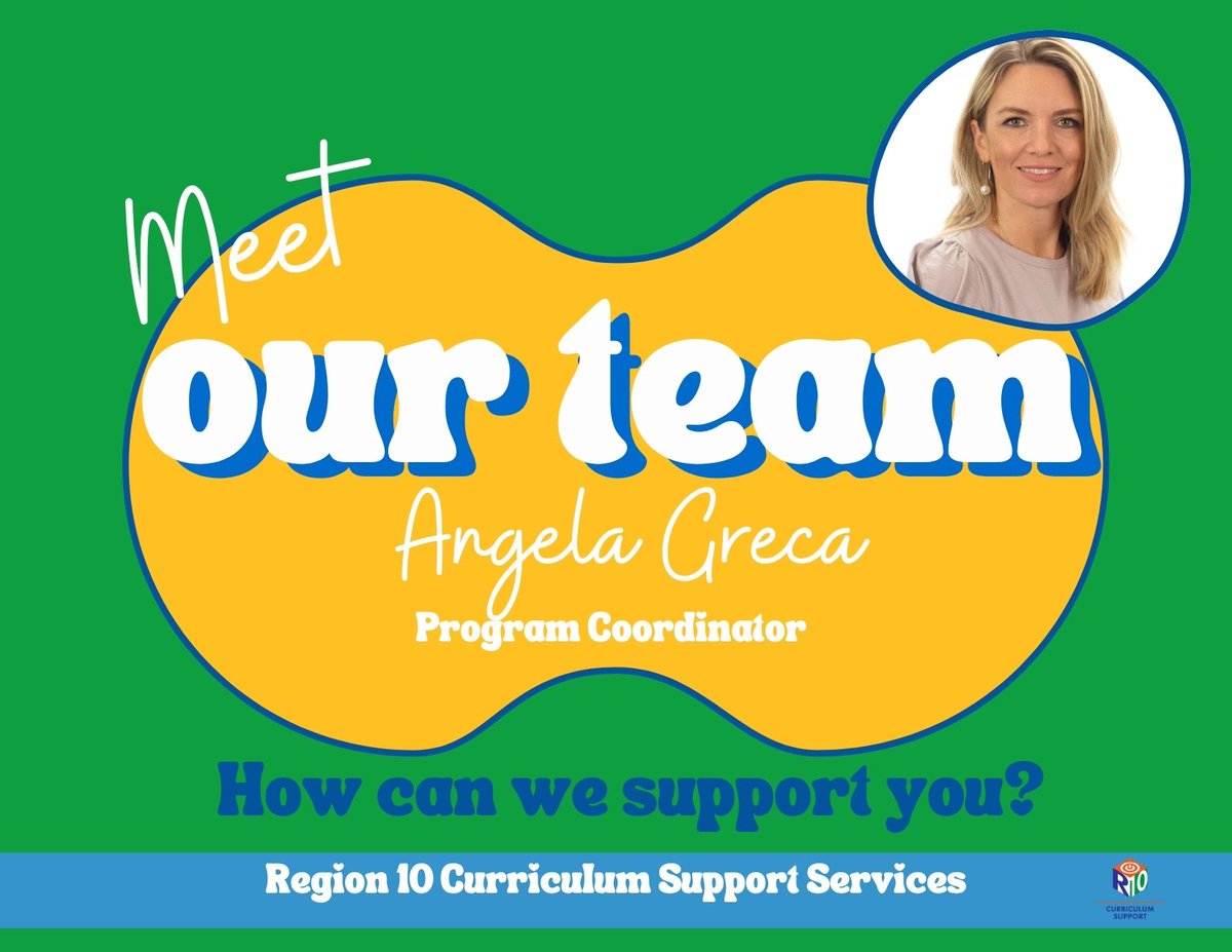 R10CSS's tweet image. 💚 Meet Angela Greca 💚
She is the Program Coordinator for our team @Region10ESC, and she loves getting to help make connections and facilitate deep conversations and learning.
We look forward to serving alongside you this year!
How can we help? bit.ly/R10PDRequestFo…
