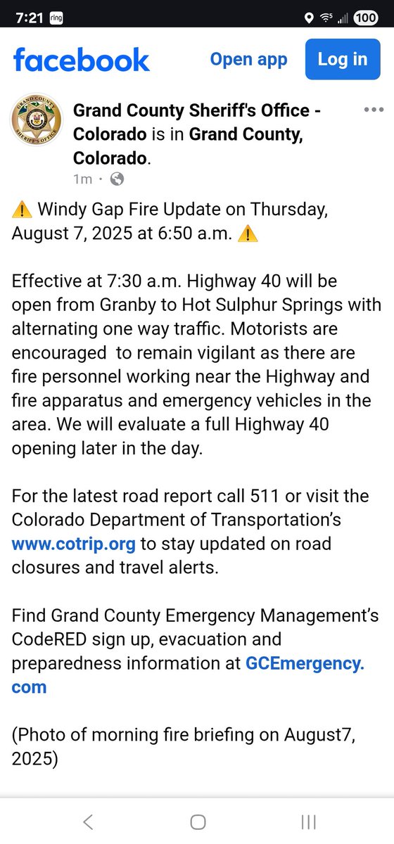 #WindyGapFire update from <a href="/GrandCoSheriff/">Grand County Sheriff</a>