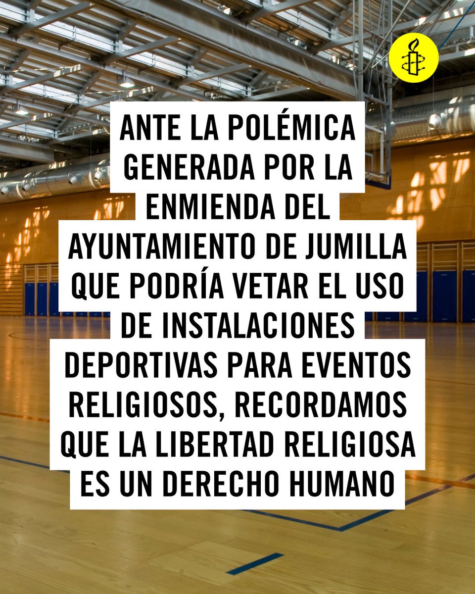 ‼️ Ante la polémica generada por la enmienda del Ayuntamiento de Jumilla que podría vetar el uso de instalaciones deportivas para eventos religiosos como el fin del Ramadán o la Fiesta del Cordero, recordamos: la libertad religiosa es un derecho humano. HILO.