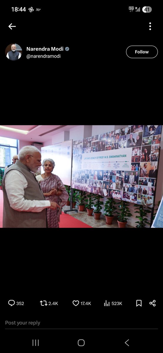 Sangeetha Rosemarie Rajeesh (@sangyraj) on Twitter photo Extremely happy that <a href="/narendramodi/">Narendra Modi</a> ji spent time looking at the M S Swaminathan collage I conceptulised & produced to showcase different facets of the wonderful person Professor was! #MSS100 <a href="/doctorsoumya/">Soumya Swaminathan</a> <a href="/mssrf/">MSSRF</a> <a href="/PMOIndia/">PMO India</a> <a href="/AgriGoI/">Agriculture INDIA</a> <a href="/icarindia/">Indian Council of Agricultural Research.</a> <a href="/DDNewslive/">DD News</a> <a href="/airnewsalerts/">All India Radio News</a> <a href="/PIB_India/">PIB India</a> Extremely happy that <a href="/narendramodi/">Narendra Modi</a> ji spent time looking at the M S Swaminathan collage I conceptulised & produced to showcase different facets of the wonderful person Professor was! #MSS100 <a href="/doctorsoumya/">Soumya Swaminathan</a> <a href="/mssrf/">MSSRF</a> <a href="/PMOIndia/">PMO India</a> <a href="/AgriGoI/">Agriculture INDIA</a> <a href="/icarindia/">Indian Council of Agricultural Research.</a> <a href="/DDNewslive/">DD News</a> <a href="/airnewsalerts/">All India Radio News</a> <a href="/PIB_India/">PIB India</a>