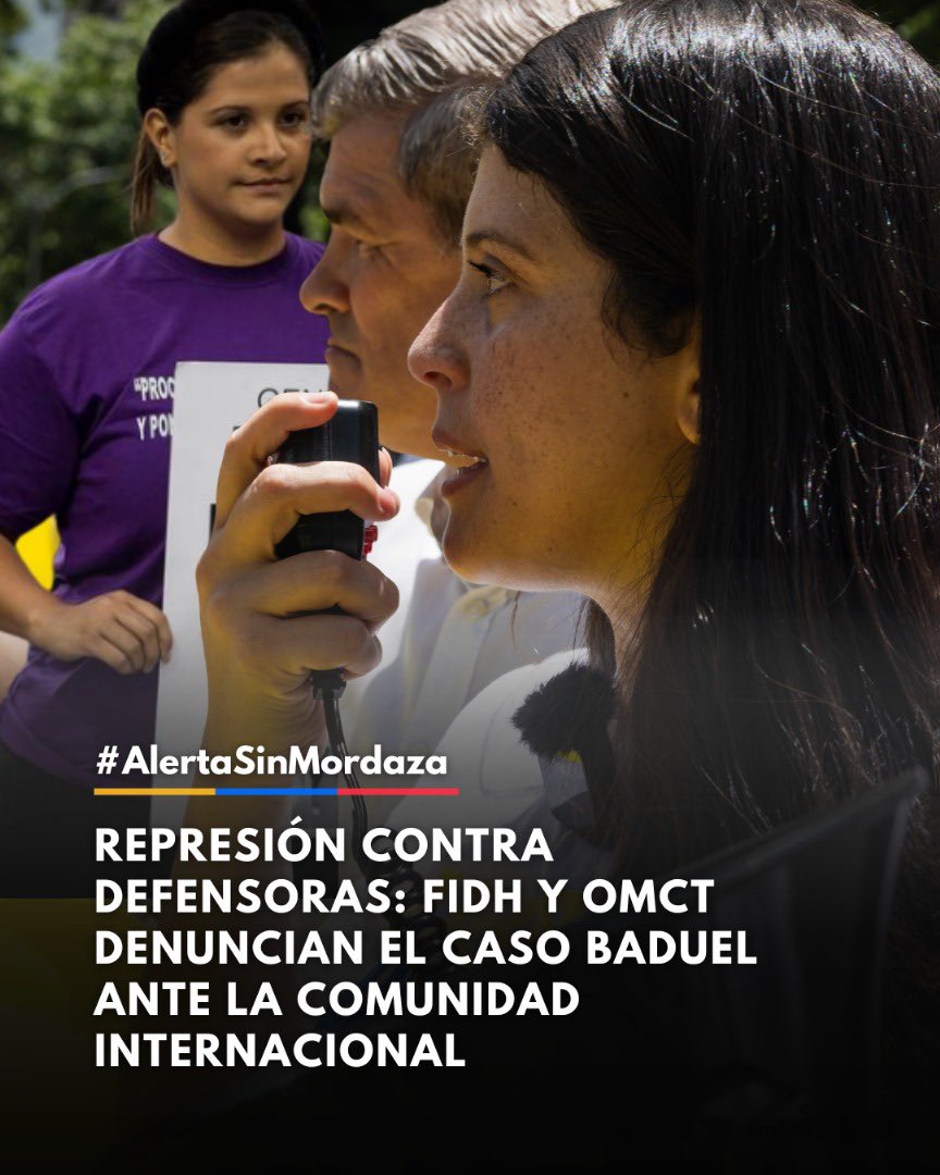 🔴 #Urgente | FIDH y OMCT denuncian vigilancia y hostigamiento contra Andreina y Margareth Baduel, defensoras de DDHH e integrantes del Comité por la Libertad de los Presos Políticos.

📢 Desde Sin Mordaza exigimos garantías y fin a la persecución.

#DDHH #Venezuela