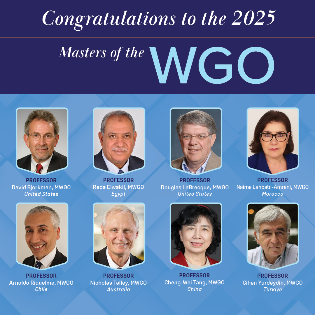 Congratulations to the 2025 Masters of the WGO Award recipients!

We look forward to recognizing their remarkable achievement in earning WGO's highest individual honor at the upcoming World Congress of Gastroenterology @ Australian Gastroenterology Week 2025.