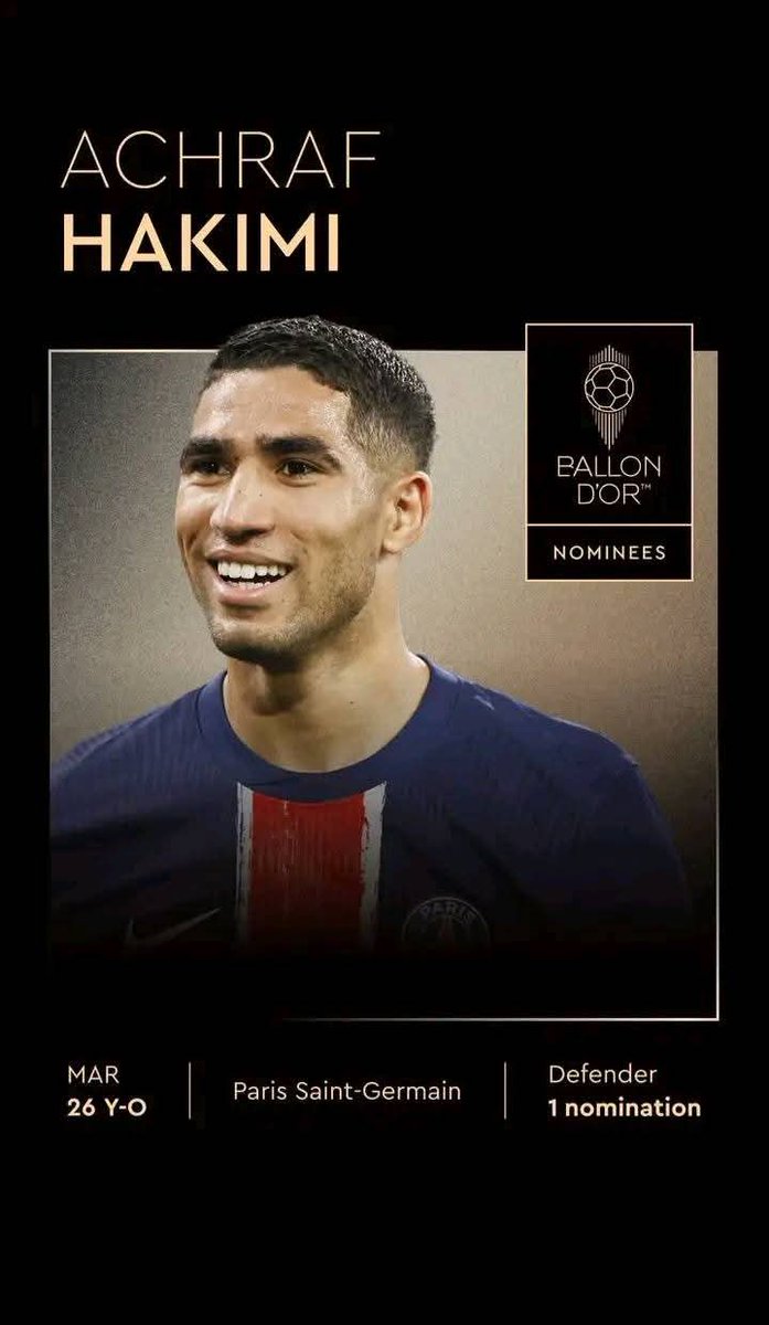 رسميا/ أشرف حكيمي مرشح للفوز بجائزة الكرة الذهبية 2025
🙏🙏🙏🙏