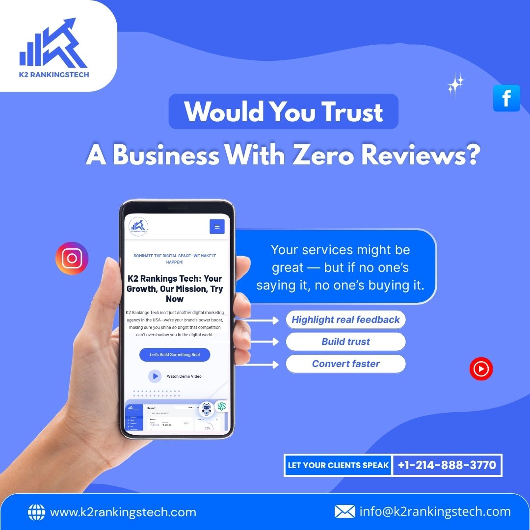 k2rankings's tweet image. No one trusts a silent brand.
 📉 No reviews? No conversions.
Your service might be great — but if no one’s talking about it, no one’s buying it.
💬 Turn client love into clicks.
 Follow @k2rankingstech for smart growth moves.
#TestimonialsMatter #K2RankingsTech #SocialProofWorks