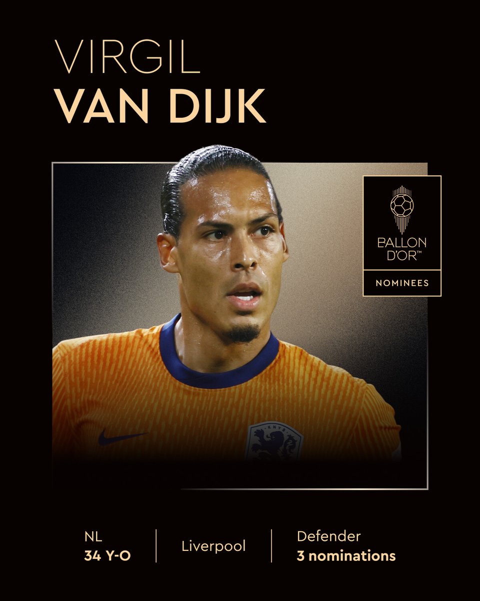 Ballon d'Or (@ballondor) on Twitter photo Nominated for the 2025 Ballon dโOr โคต๏ธ
<a href="/VirgilvDijk/">Virgil van Dijk</a>
<a href="/LFC/">Liverpool FC</a>
<a href="/OnsOranje/">OnsOranje</a>
#ballondor Nominated for the 2025 Ballon dโOr โคต๏ธ
<a href="/VirgilvDijk/">Virgil van Dijk</a>
<a href="/LFC/">Liverpool FC</a>
<a href="/OnsOranje/">OnsOranje</a>
#ballondor