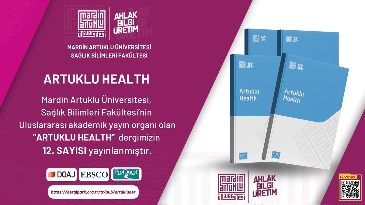 Artuklu Health (@artukluhealth) on Twitter photo Üniversitemiz Sağlık Bilimleri Fakültesi'nin uluslararası akademik yayın organı olan Artuklu Health dergimizin 12.sayısı yayınlanmıştır.
Emeği geçen bütün hocalarımıza teşekkür ediyoruz.
Link:dergipark.org.tr/tr/pub/artuklu…
<a href="/ibrahimozcosar/">ibrahim özcoşar</a>
<a href="/resityildiz79/">Reşit YILDIZ</a>
<a href="/AhmetButun3/">Ahmet Butun</a>
<a href="/mardinartuklu/">Mardin Artuklu Üniversitesi</a> Üniversitemiz Sağlık Bilimleri Fakültesi'nin uluslararası akademik yayın organı olan Artuklu Health dergimizin 12.sayısı yayınlanmıştır.
Emeği geçen bütün hocalarımıza teşekkür ediyoruz.
Link:dergipark.org.tr/tr/pub/artuklu…
<a href="/ibrahimozcosar/">ibrahim özcoşar</a>
<a href="/resityildiz79/">Reşit YILDIZ</a>
<a href="/AhmetButun3/">Ahmet Butun</a>
<a href="/mardinartuklu/">Mardin Artuklu Üniversitesi</a>
