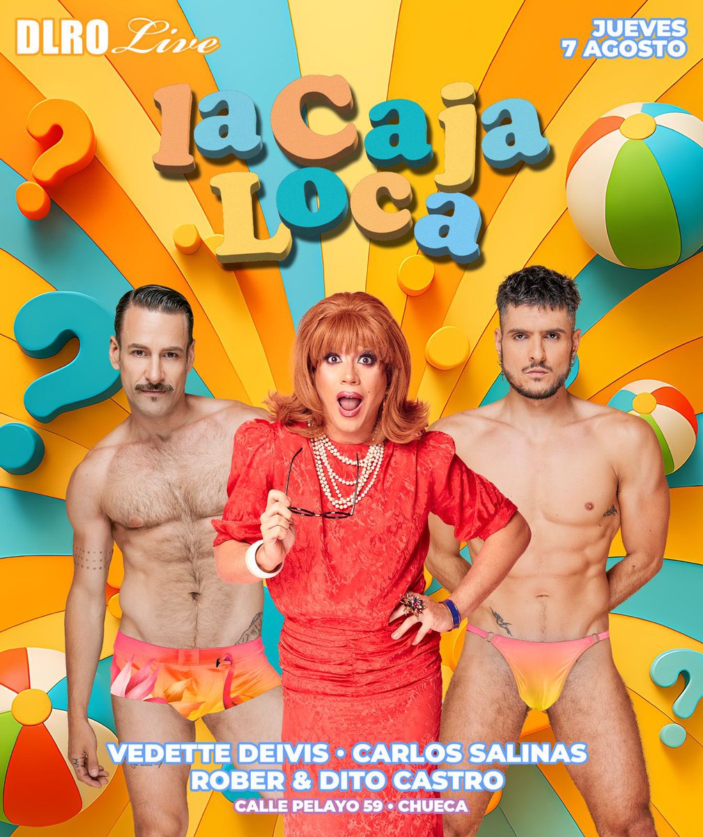 🎁 🏳️‍🌈 LA CAJA LOCA 🏳️‍🌈🎁

📆 Jueves 07/08 23:59h

👉🏻 Antes o después de tus vacaciones celebra el verano en tu sala favorita! 😍

📍 C/ Pelayo 59, Madrid

Ⓜ️ Chueca/Tribunal

❤️ Haz de tu noche un Delirio ❤️