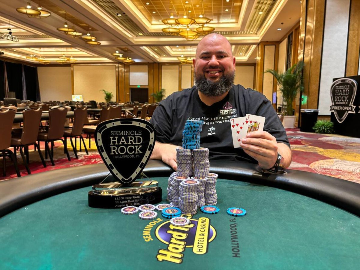PhenomPokerApp's tweet photo. Big Huni Stacks Another Title

Phenom Pro @BigHuni  just added another trophy to the case, this time at the Seminole Hard Rock Poker Open, where he took down the $2,200 DeepStack NLH for $41,000.

The man crushes live fields just like he does online. Whether it's a high-stakes battle or a deep multi-day grind, Huni shows up ready to dominate.

Congrats to one of the most feared and respected players in the game.