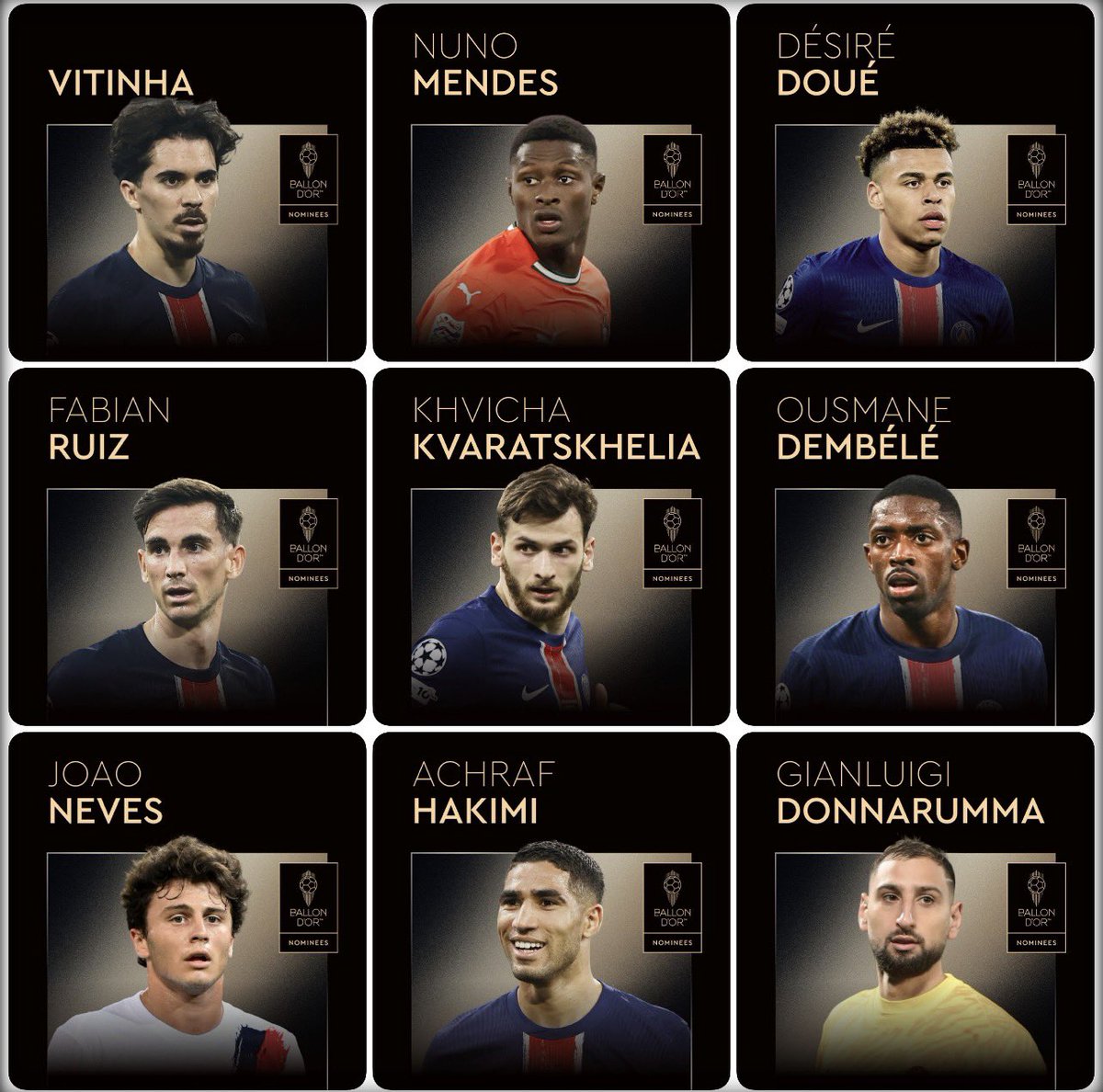 🚨 LE PSG DÉTIENT LE NOUVEAU RECORD DE NOMINATION DE JOUEURS APPARTENANT À UN MÊME CLUB (9) ET DÉTRÔNE DONC LE RECORD DU REAL QUI ÉTAIT DE 7 JOUEURS ❤️💙