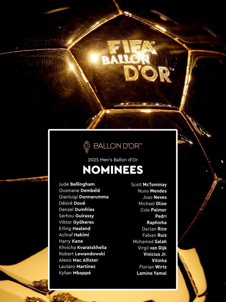 🌟🌎 LOS 30 NOMINADOS AL BALÓN DE ORO 2025.

¿Opiniones? ⁉️