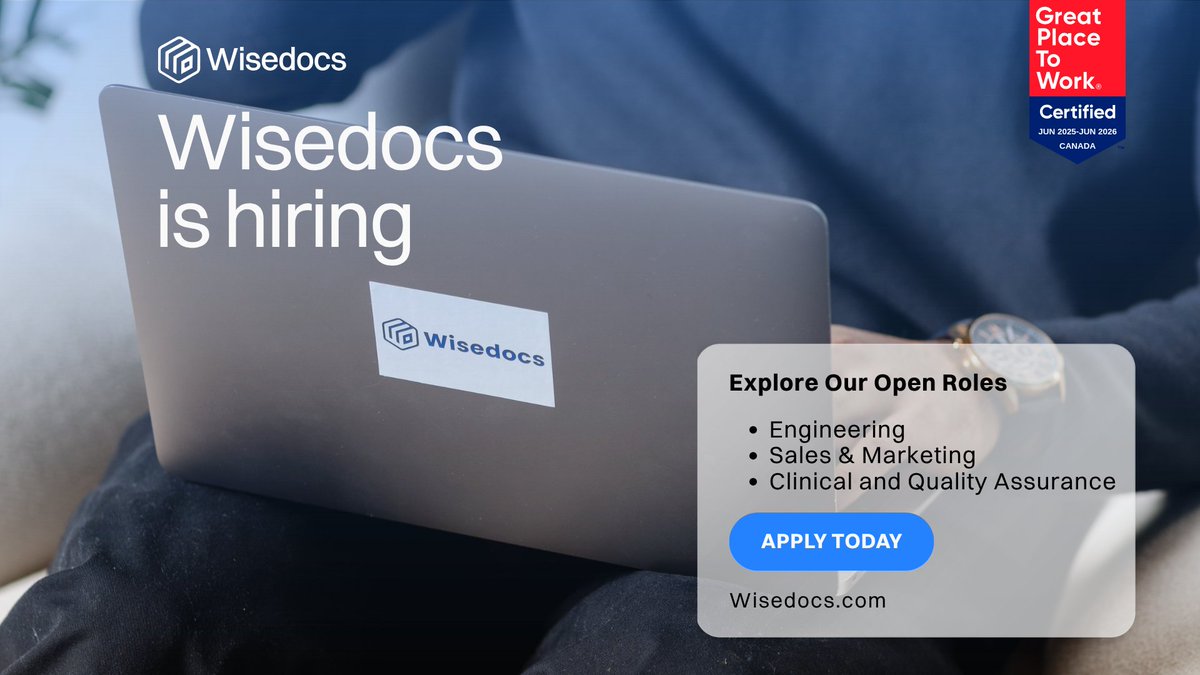 We’re #Hiring at Wisedocs ⚡

Join a team building AI-powered solutions with expert human oversight at the core.

Looking for your next role in #TechCareers or #Insurtech? This is your sign  👉hubs.ly/Q03zFqZg0

#ApplyToday #AIinClaims #CareerGrowth