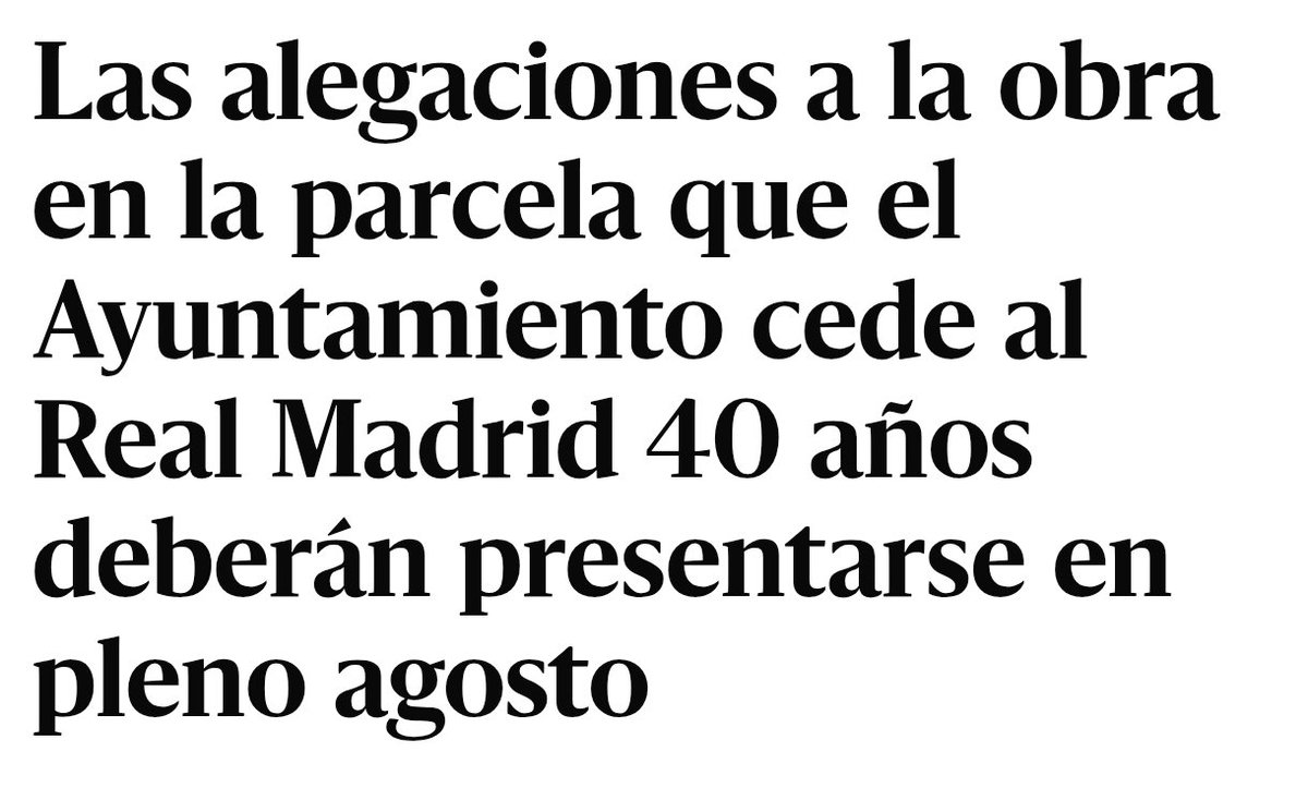 El capo Florentino Pérez y el corrupto Almeida acaban de perpetrar un nuevo pelotazo urbanístico en Madrid. 20.000 metros cuadrados de suelo público cedidos para explotación durante 40 años del Real Madrid en pleno mes de agosto para que no haya alegaciones vecinales. Pura mafia.