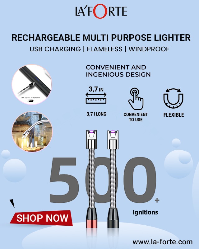 LaForteOfficial's tweet image. 🔥 Light It Up Smart! – LA&apos;FORTE USB Rechargeable Lighter 🔥
.
👉 Shop Now: la-forte.com/products/light…
.
Flameless. Windproof. 500+ uses per charge. Flexible 360° neck + LED power indicator. Ideal for candles, BBQs, stoves &amp;amp; more!
.
#USBRechargeable #FlamelessLighter #Laforte