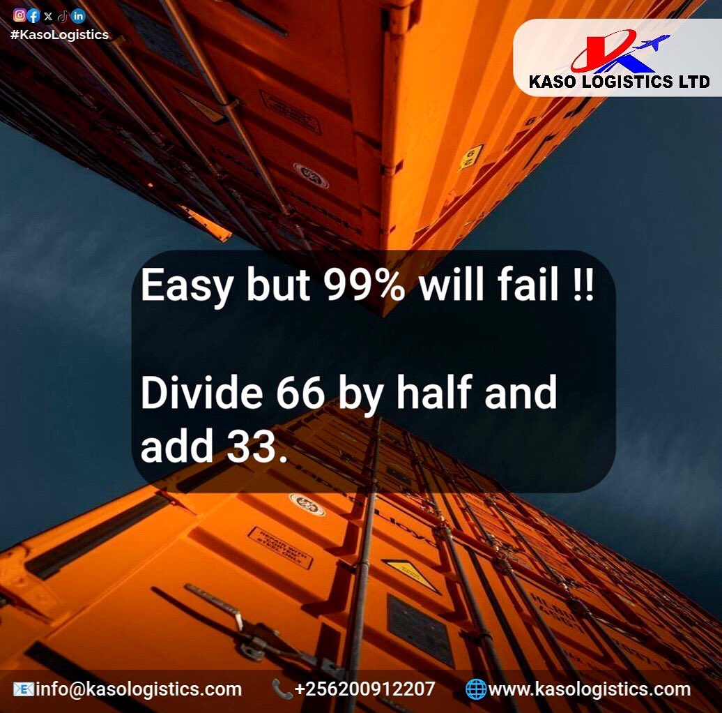 Kaso Logistics (@kaso_logistics) on Twitter photo Looks easy… but 99% will fail this brain test. Are you the 1% with real brainpower? 🧠🔥
WhatsApp: +256200912207
📧info@kasologistics.com
🌐kasologistics.com
#BrainTest #KasoLogistics #ThinkFast #BrainGame #TestYourBrain #PuzzleTime #thursdayvibes Looks easy… but 99% will fail this brain test. Are you the 1% with real brainpower? 🧠🔥
WhatsApp: +256200912207
📧info@kasologistics.com
🌐kasologistics.com
#BrainTest #KasoLogistics #ThinkFast #BrainGame #TestYourBrain #PuzzleTime #thursdayvibes