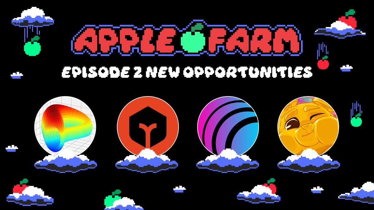 Apple Farm Episode 2 is Live 📺

10 new opportunities to choose from 👇

🌈 <a href="/CurveFinance/">Curve Finance</a> - Provide liquidity across 4 pools
🟠 <a href="/HanjiProtocol/">Hanji Protocol 🟠</a> - Trade &amp; Provide liquidity
✌️ <a href="/youves_com/">youves✌️</a> - Provide liquidity to stXTZ/WXTZ
🍬 <a href="/Real_Sugarverse/">Sugarverse</a> - Hold $CNDY