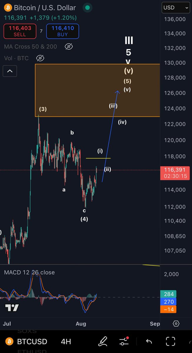 $BTC I still anticipate higher prices for BTC.
Goal remains $125k-$127k within the target box.