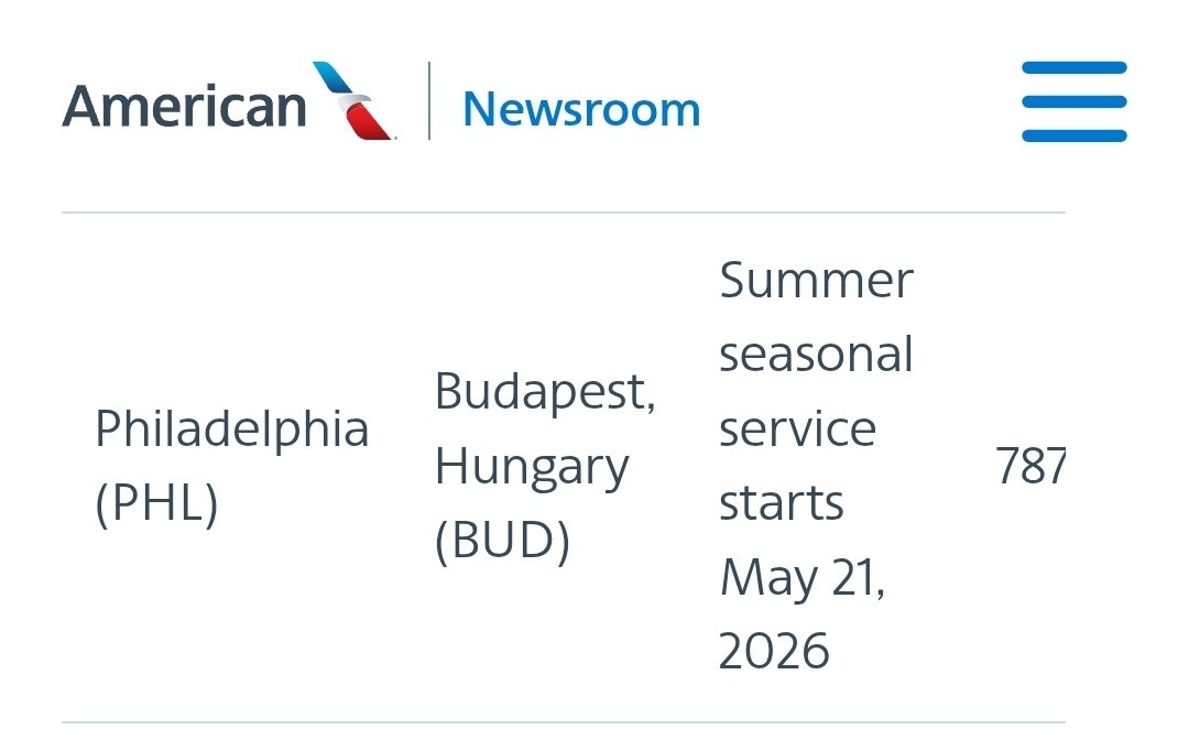Bryan E. Leib (@bryanleibfl) on Twitter photo 🇺🇸🛫🇭🇺 I've been notified that <a href="/AmericanAir/">americanair</a> will resume direct flights to Budapest starting in May 2026!!! This is a major step forward for U.S.–Hungarian relations.
In my discussions with American Airlines leadership earlier this year, it was clear to me there was a strong 🇺🇸🛫🇭🇺 I've been notified that <a href="/AmericanAir/">americanair</a> will resume direct flights to Budapest starting in May 2026!!! This is a major step forward for U.S.–Hungarian relations.
In my discussions with American Airlines leadership earlier this year, it was clear to me there was a strong