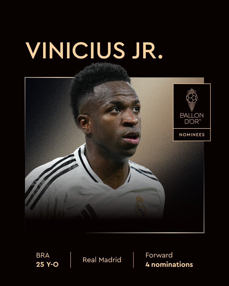 #BallonDor : 𝗩𝗜𝗡𝗜𝗖𝗜𝗨𝗦 𝗝𝗥 𝗘𝗦𝗧 𝗡𝗢𝗠𝗠𝗘́ 𝗣𝗢𝗨𝗥 𝗟𝗘 𝗕𝗔𝗟𝗟𝗢𝗡 𝗗'𝗢𝗥 𝟮𝟬𝟮𝟱 !

▪️: Nomination logique ?