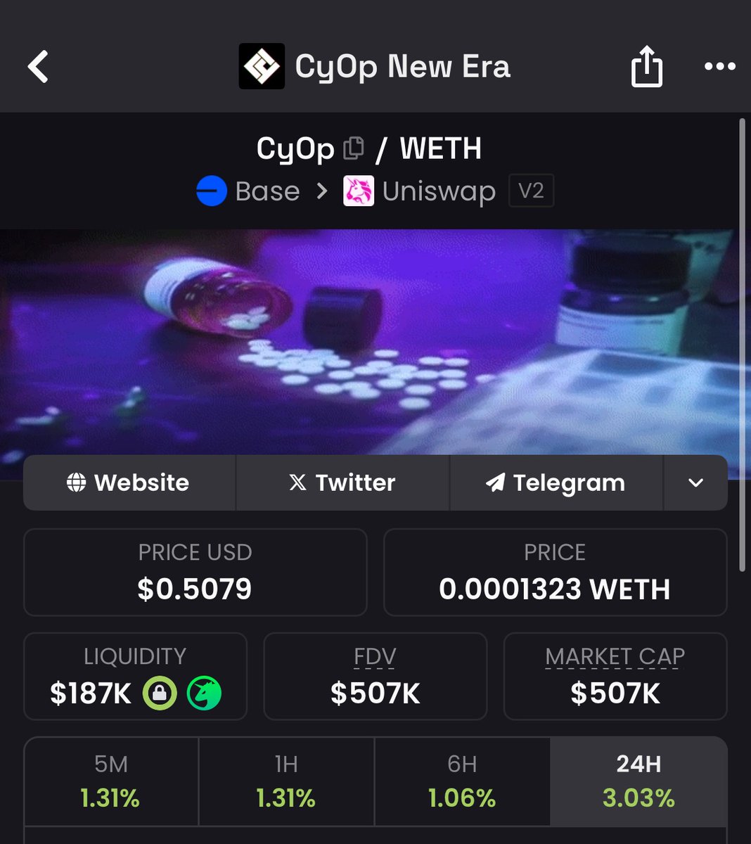 $cyOp is holding up nicely around $500k

Mind you, it was sub $100k a few weeks ago 

And people seem to forget the first time they launched, they hit $35M MC

Don’t see how the improved version doesn’t do numbers

Most people just lack patience