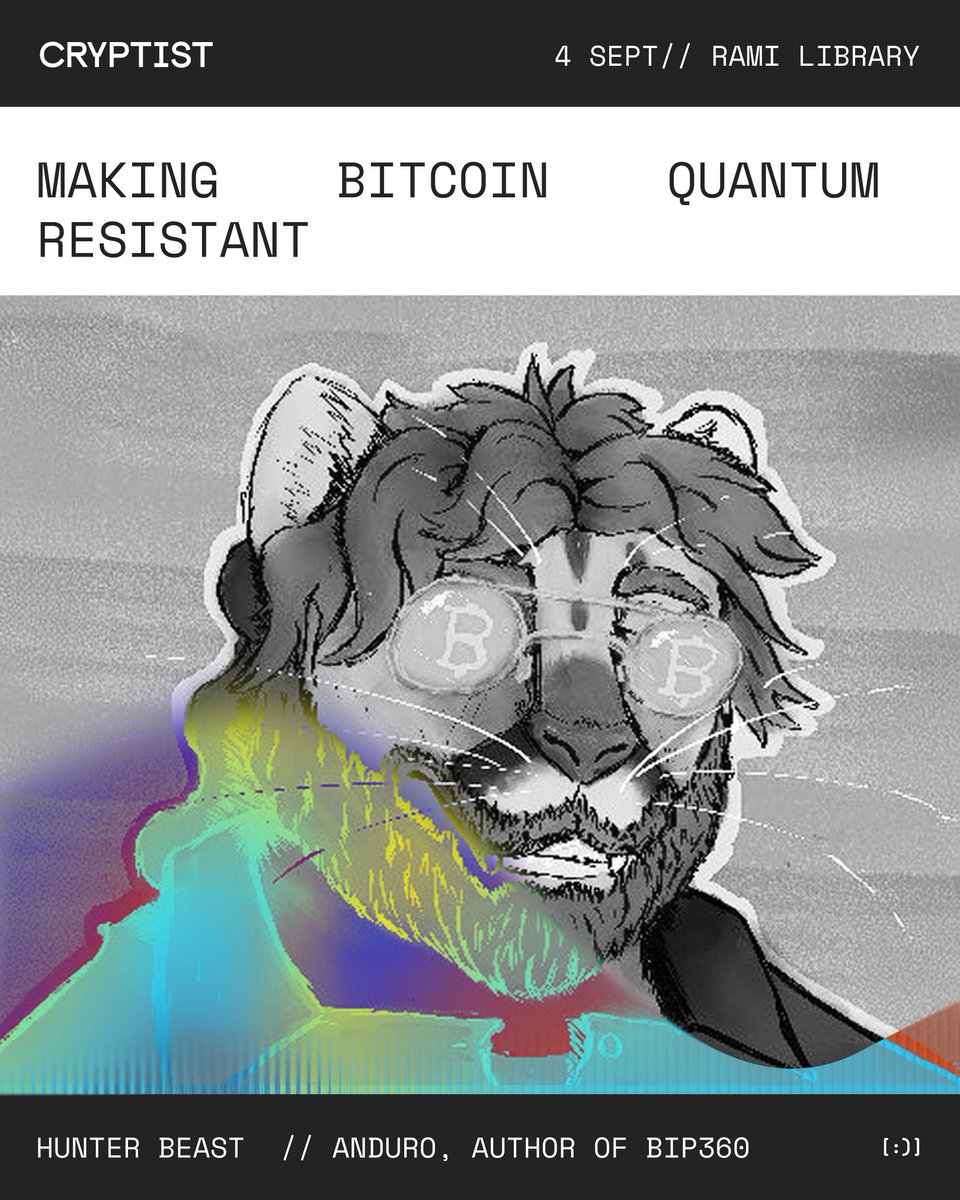 cryptistanbul's tweet image. We are excited to announce the first speaker of Cryptist: @cryptoquick from @andurobtc and the author of BIP360!

🔎 He will explore #Bitcoin’s quantum vulnerabilities and present #BIP360, introducing post-quantum #cryptography for Taproot-compatible addresses.