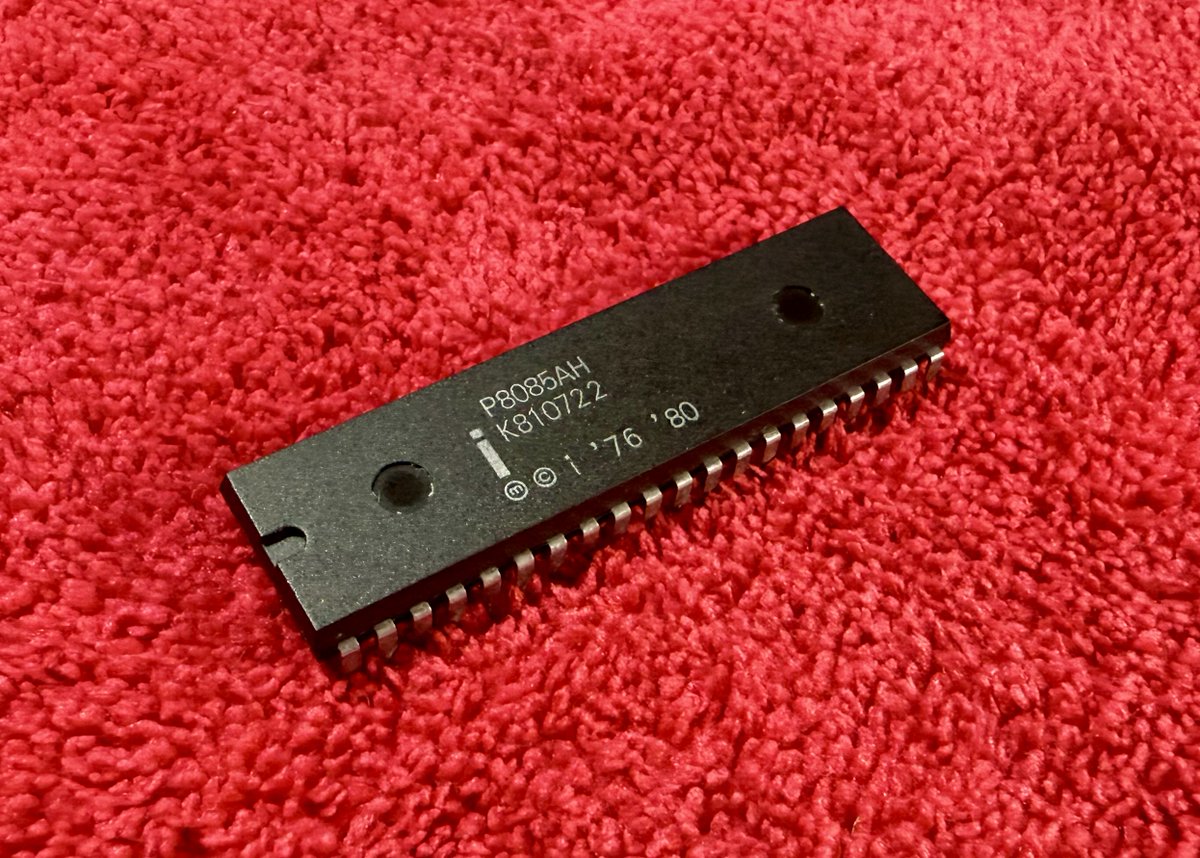 armychaplain's tweet image. The P8085AH is an 8-bit, 5MHz microprocessor from Intel, introduced in March 1976 (for $4.40 ea.) as an enhanced version of the Intel 8080. It was a high-performance variant with improved clock speeds and power efficiency compared to the original 8085. This was the last 8-bit…