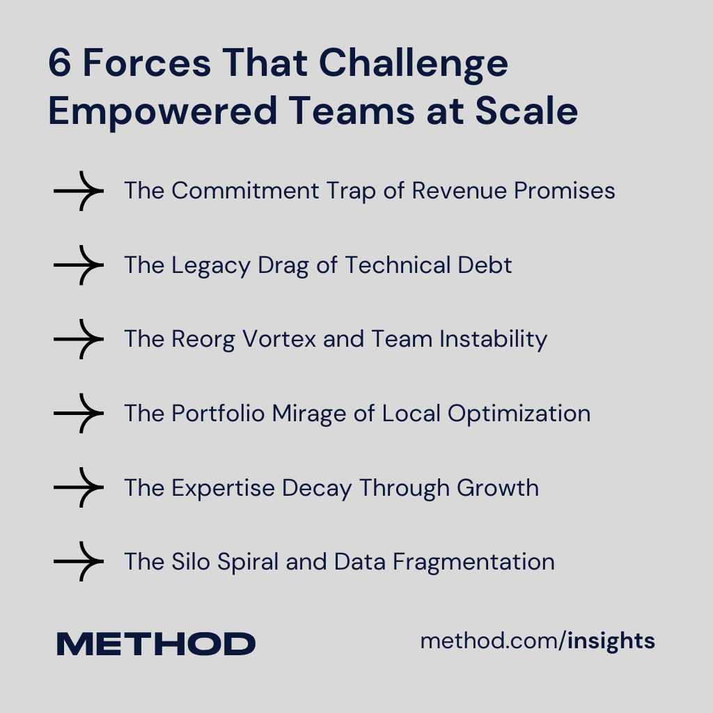 As companies scale, the autonomy that once accelerated innovation can become a bottleneck against alignment, stability, and scale. Here are the six biggest challenges and how you can successfully navigate them. bit.ly/4orHcZR