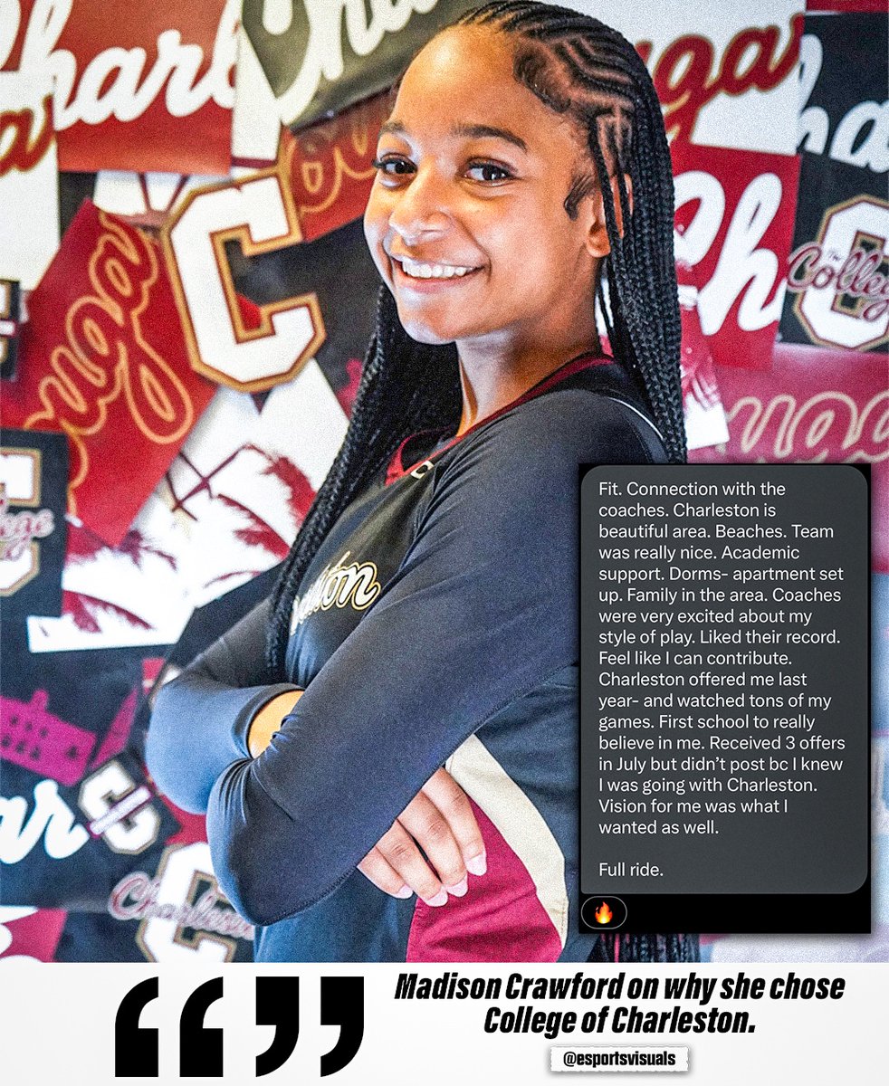 Why Madison Crawford (<a href="/madi_crawford2/">Madison Crawford ☄️</a>) chose College of Charleston (<a href="/CofCWBB/">Charleston Women’s Hoops</a>).

#YouAreElite #EliteSportsVisuals