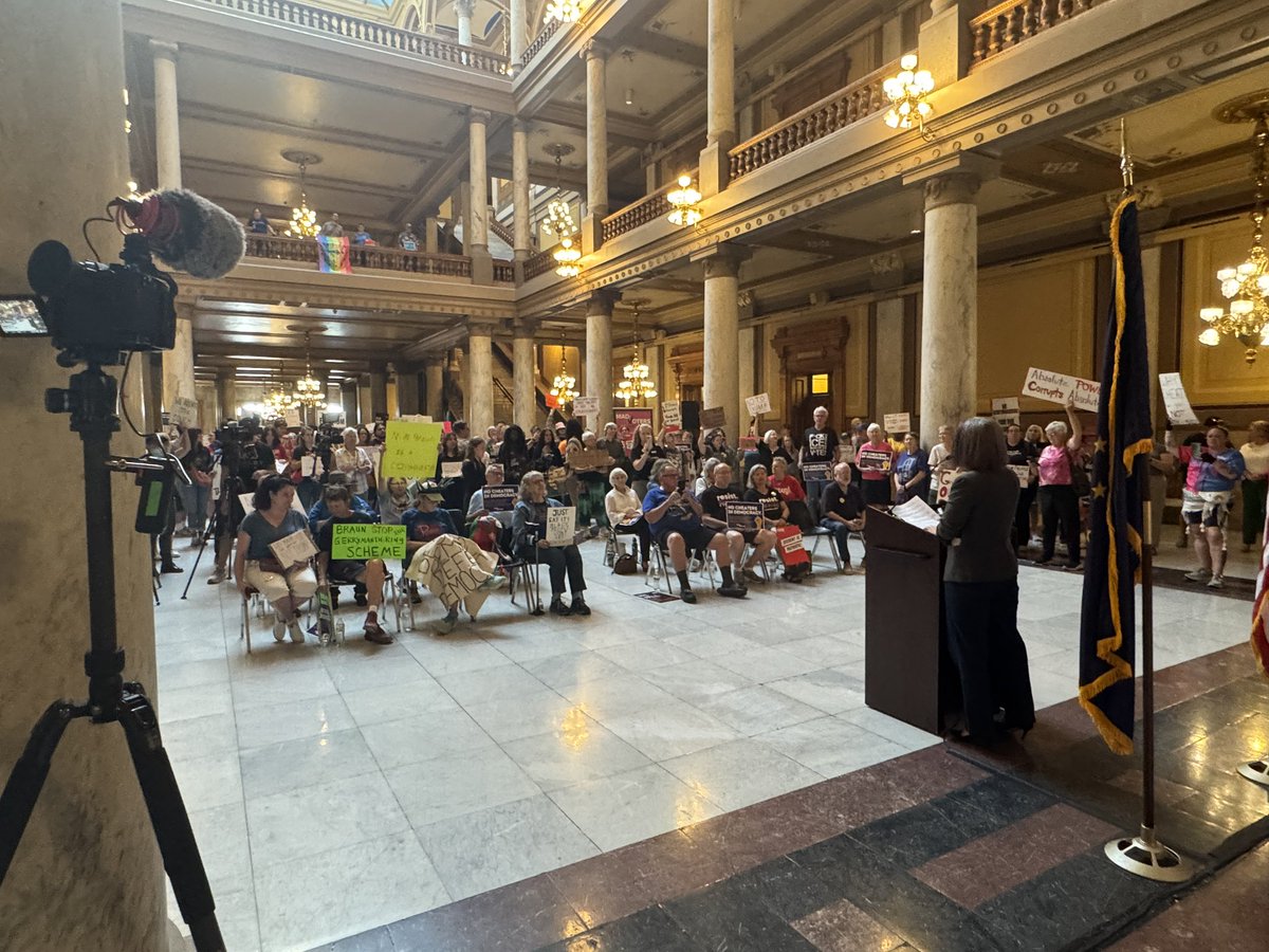 Happening now: People are gathered at the Indiana Statehouse to protest Republican leaders who want to redraw Indiana’s congressional districts.

Vice President JD Vance expected to meet with Gov. Mike Braun, Senate President Rod Bray and House Speaker Todd Huston later today