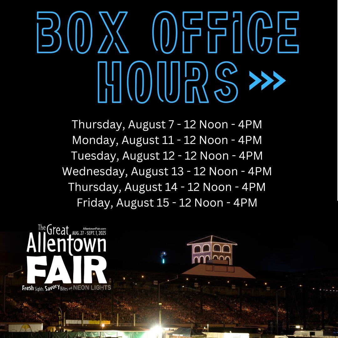 The Fair is extending Box Office hours to meet the demand for tickets!

Grandstand tickets, Ride wristbands, Admission tickets, Prepaid Premium Parking

Available at Ticketmaster.com
Save money by buying at the Box Office

Get your tickets today Fair running Aug 27–Sept 1