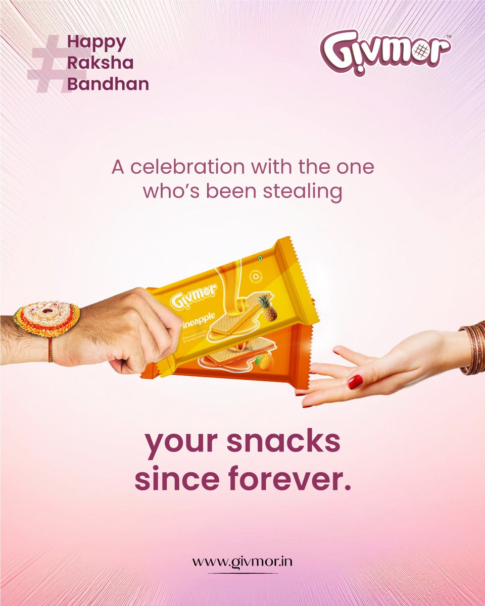 givmor_india's tweet image. The best bonds are those wrapped in laughter and a little mischief. Make every Raksha Bandhan deliciously fun with your favorite flavors.

#Givmor #snacktimefun #siblingmischief #tasteofcelebration #familytradition #snacktales #siblinglove #lifelongbond #snacksharer